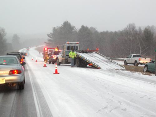 new-snow sliding accident on Route 89 in New Hampshire