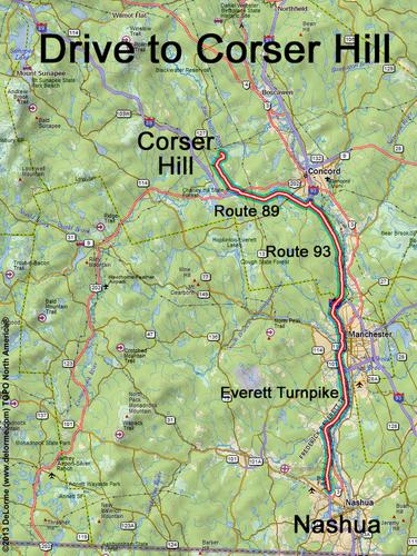 Corser Hill drive route