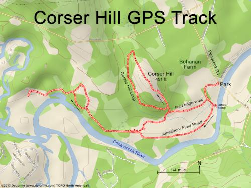 GPS track in March at Corser Hill in southern New Hampshire
