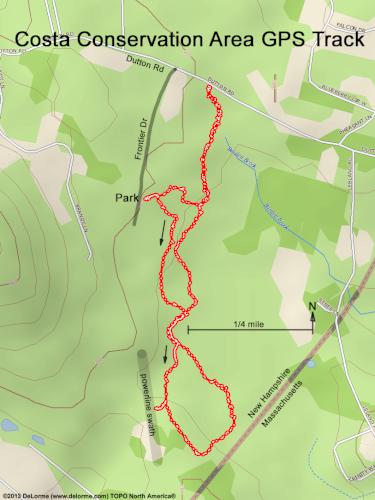 GPS track at Costa Conservation Area in southeast NH