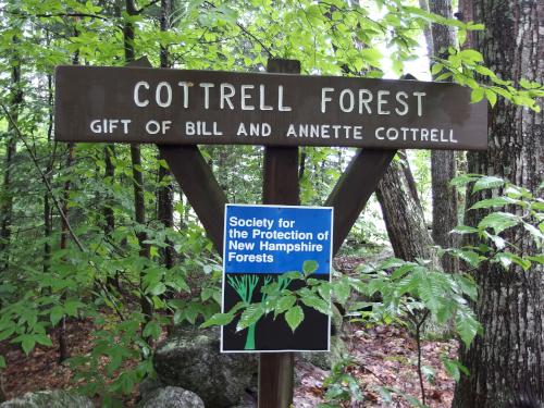 entrance sign at Cottrell Forest near Hillsboro in southern New Hampshire