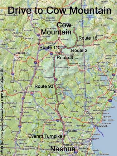 Cow Mountain drive route