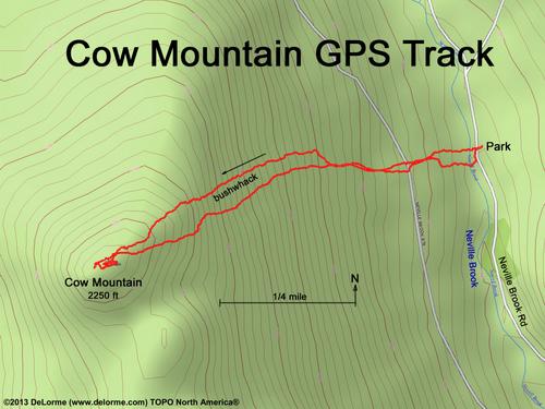 GPS track at Cow Mountain in northern New Hampshire