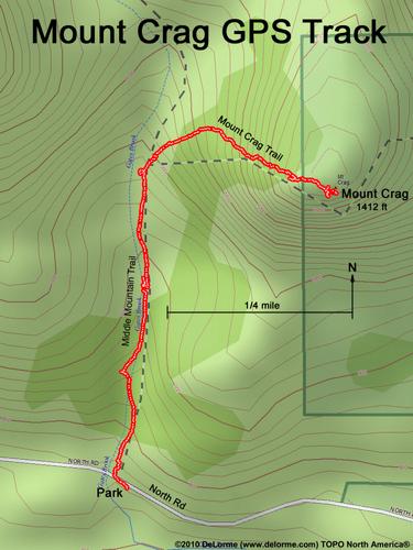 GPS track to Mount Crag in New Hampshire