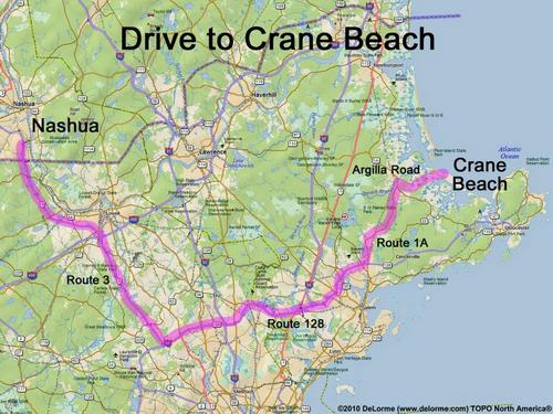 Crane Beach drive route