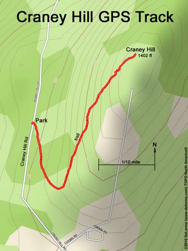 GPS track to Craney Hill in New Hampshire
