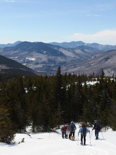 hikers descending Davis Path from Mount Crawford in New Hampshire
