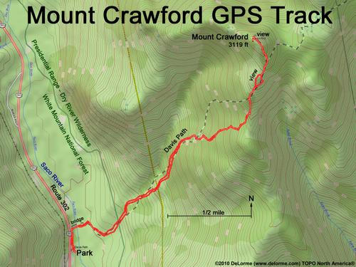 GPS track to Mount Crawford in New Hampshire