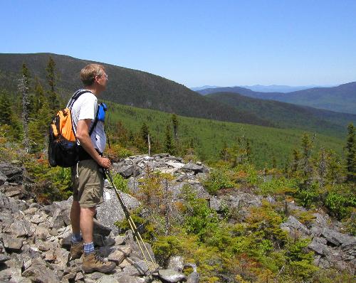 hiker on the Appalachian Trail to South Crocker Mountain in Maine