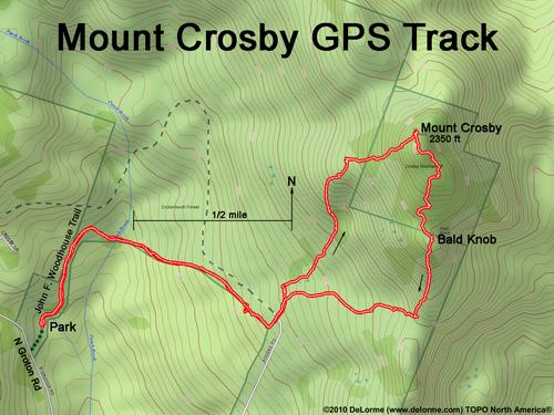 GPS track to Mount Crosby in New Hampshire