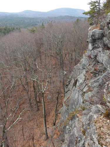 rock-climbing cliff in December at Crow Hills near Leominster, MA