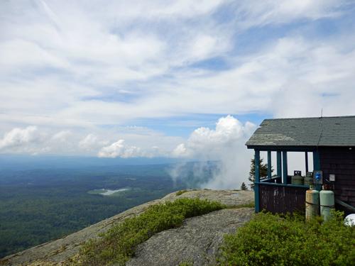 view from the summit of Croydon Peak in western New Hampshire, including the fire warden cabin (currently unused)