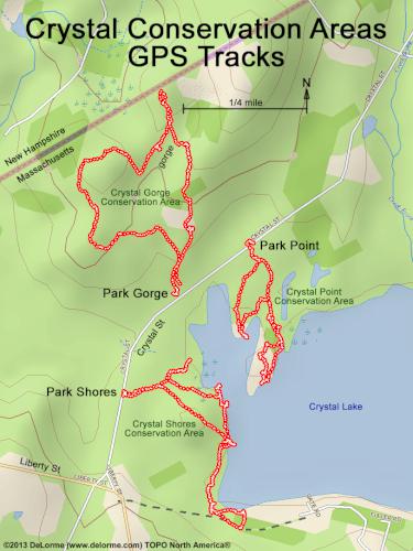 GPS tracks at Crystal Conservation Areas in northeastern Massachusetts