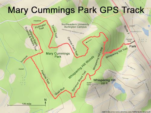 GPS track in October at Mary Cummings Park in eastern Massachusetts