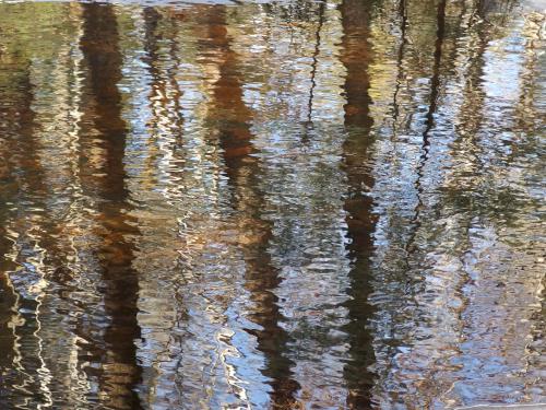 modern-art reflection on Kelly Brook in February at Darby Brook Conservation Area in New Hampshire