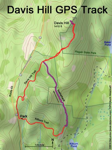 GPS track to Davis Hill in southwestern New Hampshire