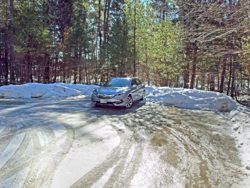 parking in February at Dearborn Forest in southern New Hampshire
