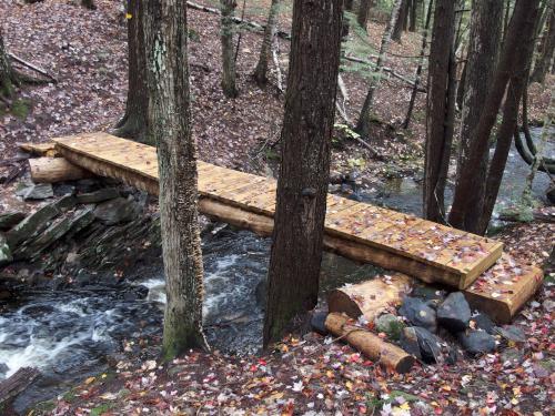 footbridge over Smith Brook at Deering Wildlife Sanctuary in southern New Hampshire