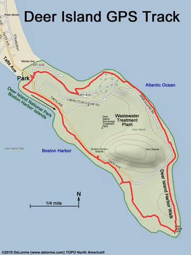 GPS track around Deer Island in northeast coastal Massachusetts
