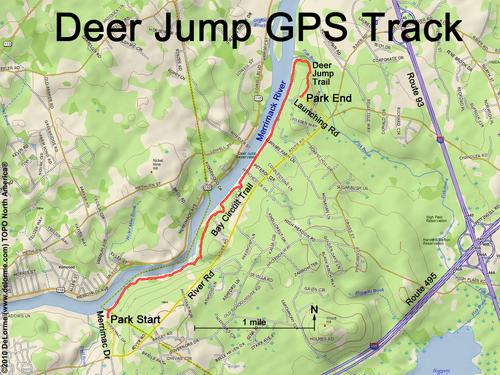 GPS track at Deer Jump Reservation in northeastern Massachusetts
