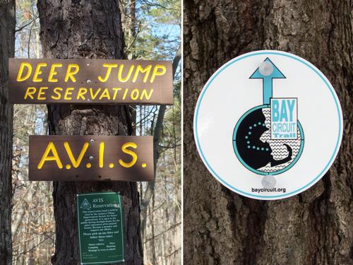 trail signs at Deer Jump Reservation in northeastern Massachusetts