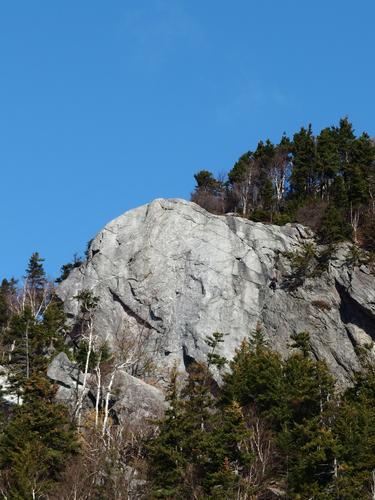 Deer Leap Rock in southern Vermont as seen from the trailhead parking lot