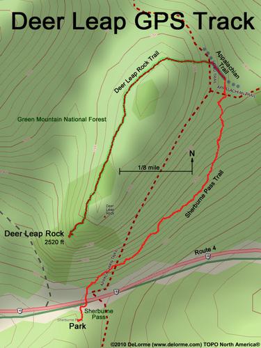 GPS track to Deer Leap Rock in Vermont