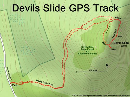 GPS track to Devils Slide in northern New Hampshire