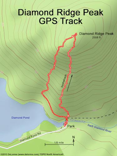 GPS track to Diamond Ridge Peak in northern New Hampshire
