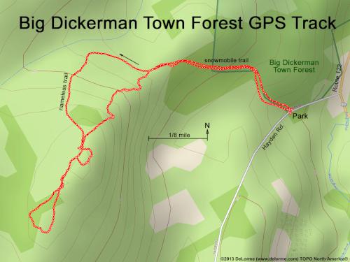 GPS track at Big Dickerman Town Forest in southern New Hampshire