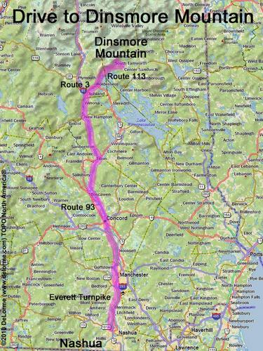 Dinsmore Mountain drive route