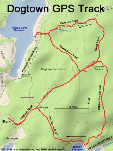 GPS track to Dogtown near Gloucester in northeastern Massachusetts