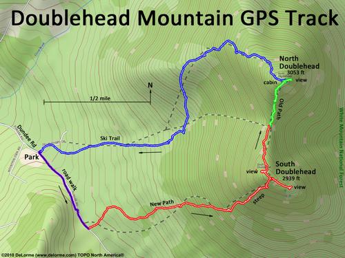 GPS track to Doublehead Mountain in New Hampshire