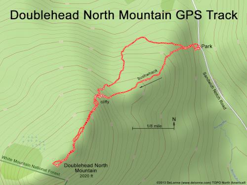 GPS track on Doublehead North Mountain in New Hampshire