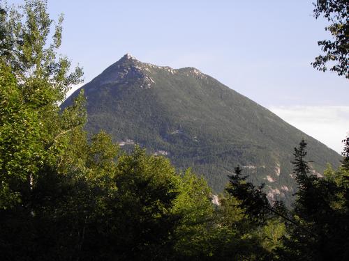 view of Doubletop Mountain in August from the Park Tote Road at Baxter State Park in Maine