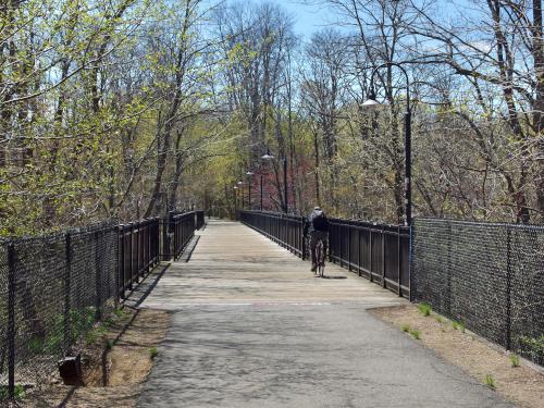 bike bridge in April on the Dover Community Trail in southeast New Hampshire