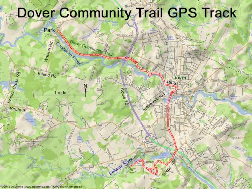 GPS track in April on the Dover Community Trail in southeast New Hampshire