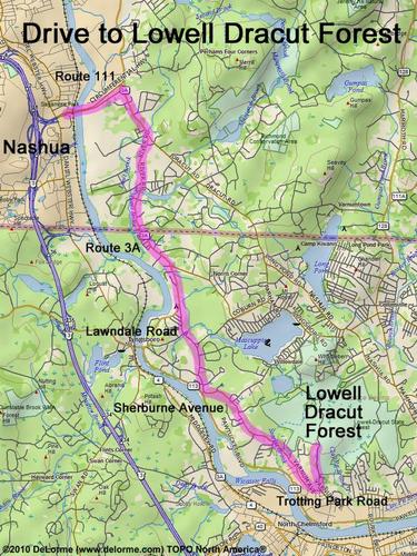Lowell Dracut Forest drive route
