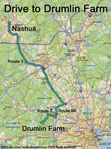 Drumlin Farm drive route
