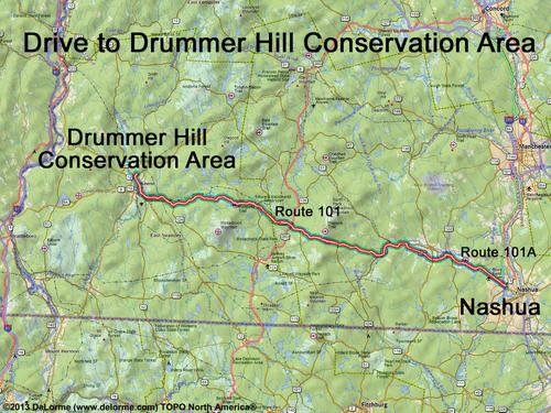 Drummer Hill Conservation Area drive route