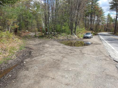 parking in May at Dubes Pond Trail near Hooksett in southern New Hampshire