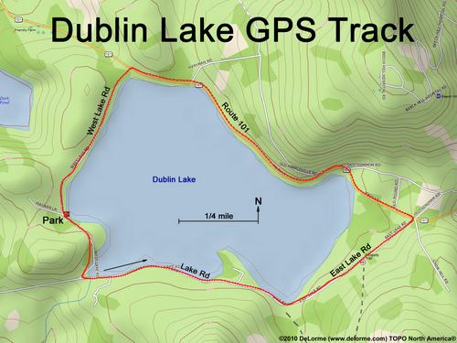 GPS track around Dublin Lake in southwestern New Hampshire