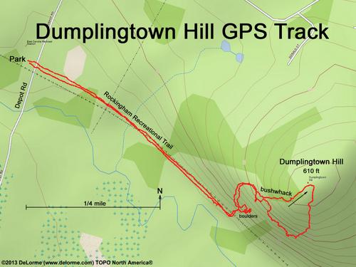 GPS track to Dumplington Hill in southern New Hampshire