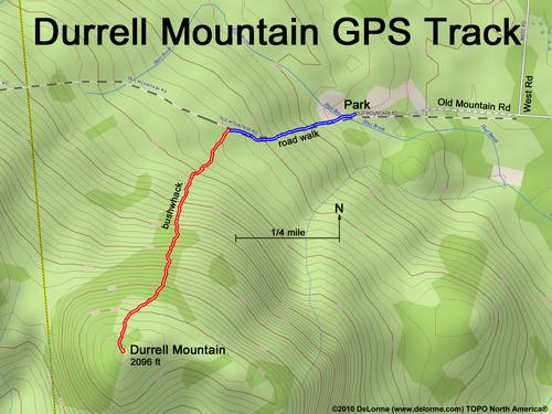 GPS track to Durrell Mountain in New Hampshire