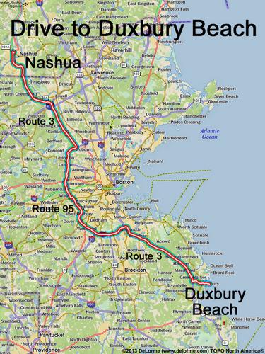 Duxbury Beach drive route