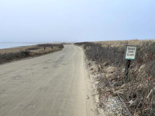 road in January at Duxbury Beach near Duxbury in eastern Massachusetts
