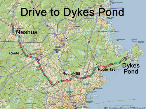 Dykes Pond Loop drive route
