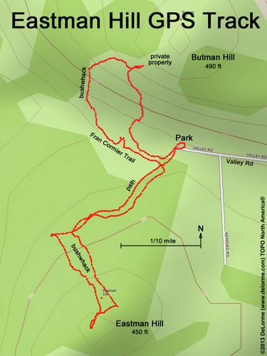 GPS track to Eastman Hill near Derry in southern New Hampshire