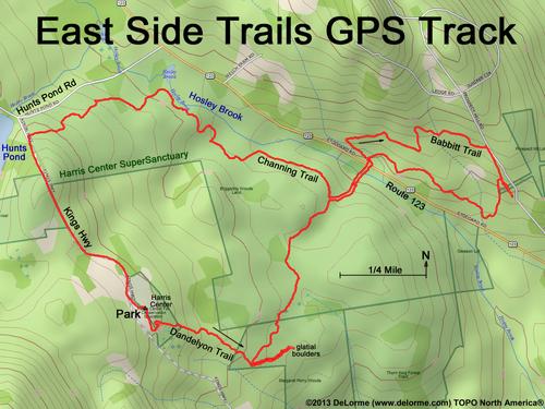 GPS track at East Side Trails near the Harris Center in southern New Hampshire