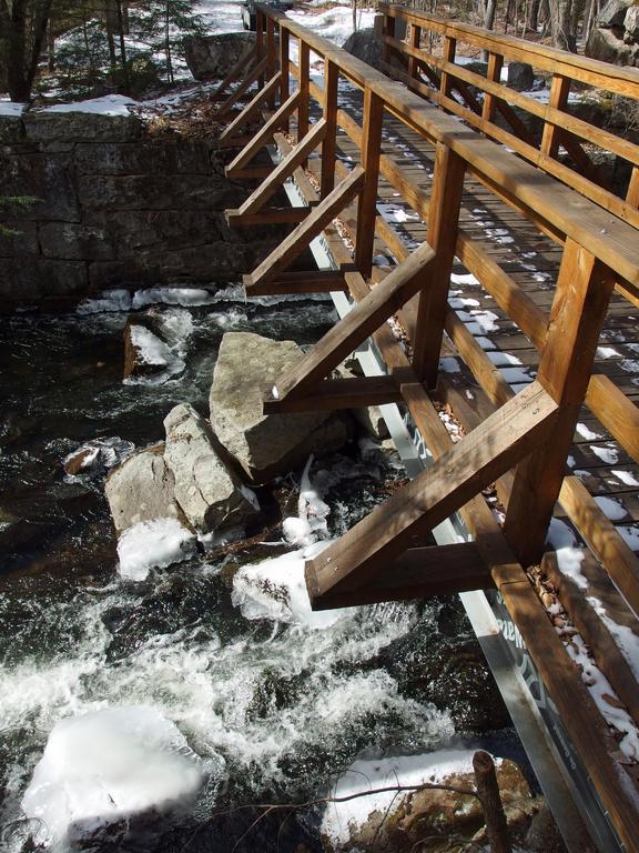 footbridge over Nubanusit Brook on Eastview Trail near Harrisville in southern New Hampshire